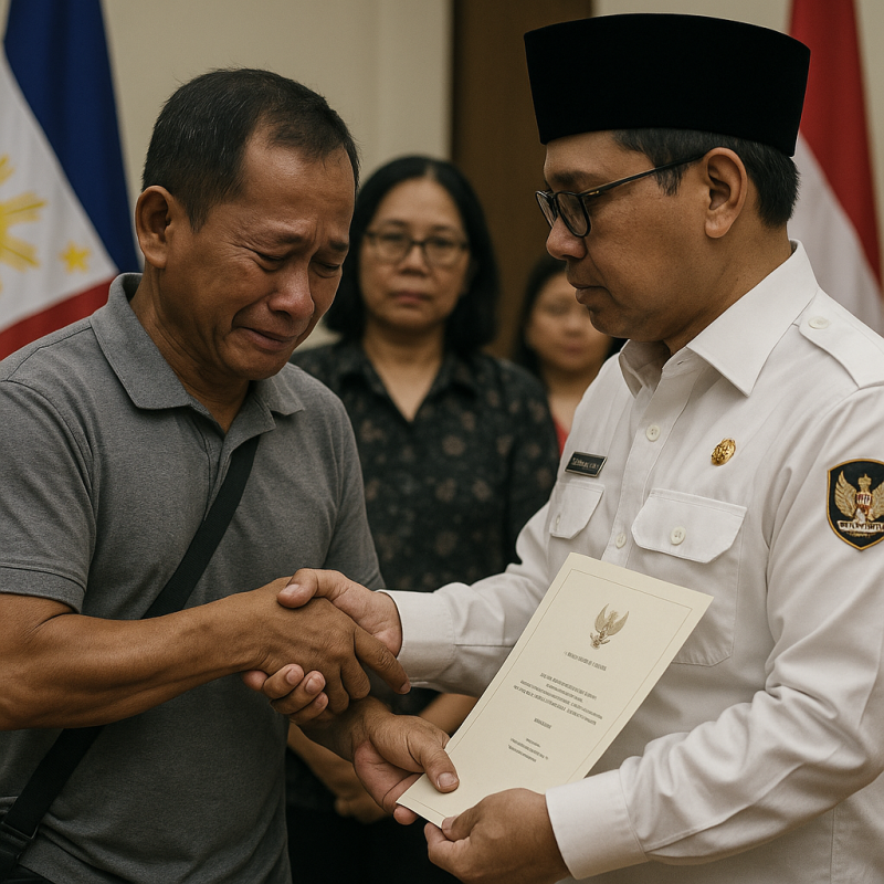 Momen Haru saat Penyerahan Penegasan WNI ke-7 Warga Keturunan Filipina