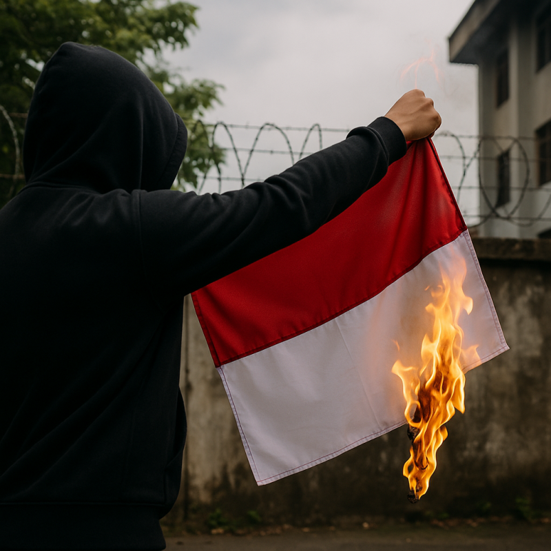Viral Pria Hoodie Bakar Bendera Merah Putih: Polisi Segera Bertindak