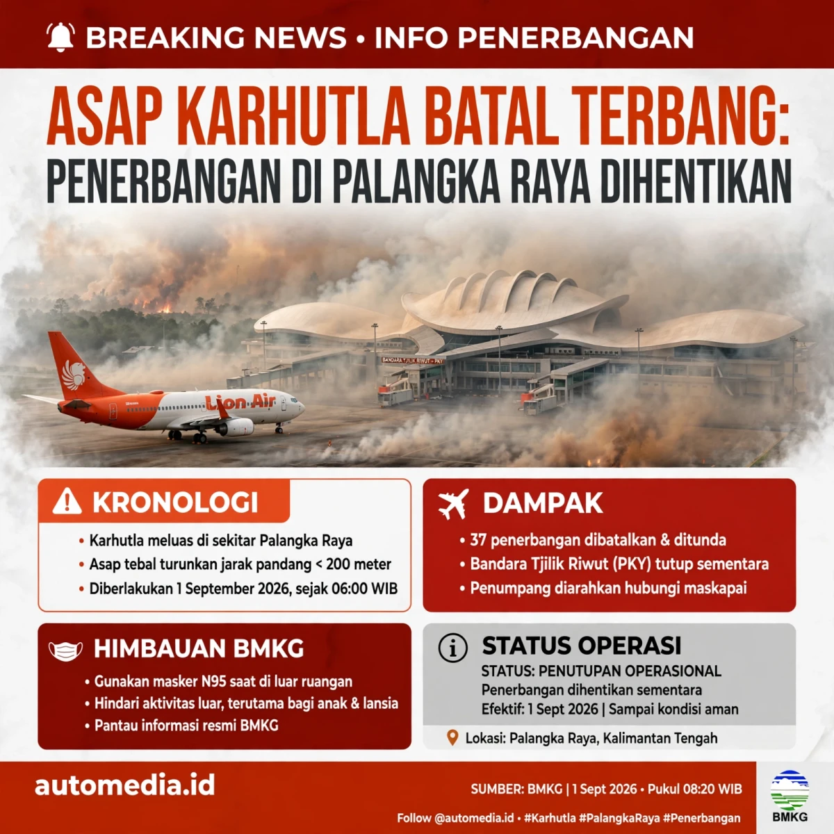 Asap Karhutla Batal Terbang: Penerbangan di Palangka Raya Dihentikan