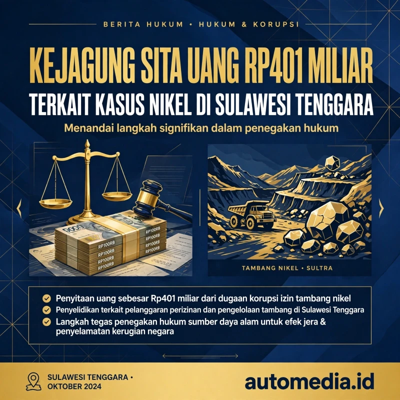 Kejagung Sita Rp401 Miliar dari Kasus Nikel di Sulawesi Tenggara