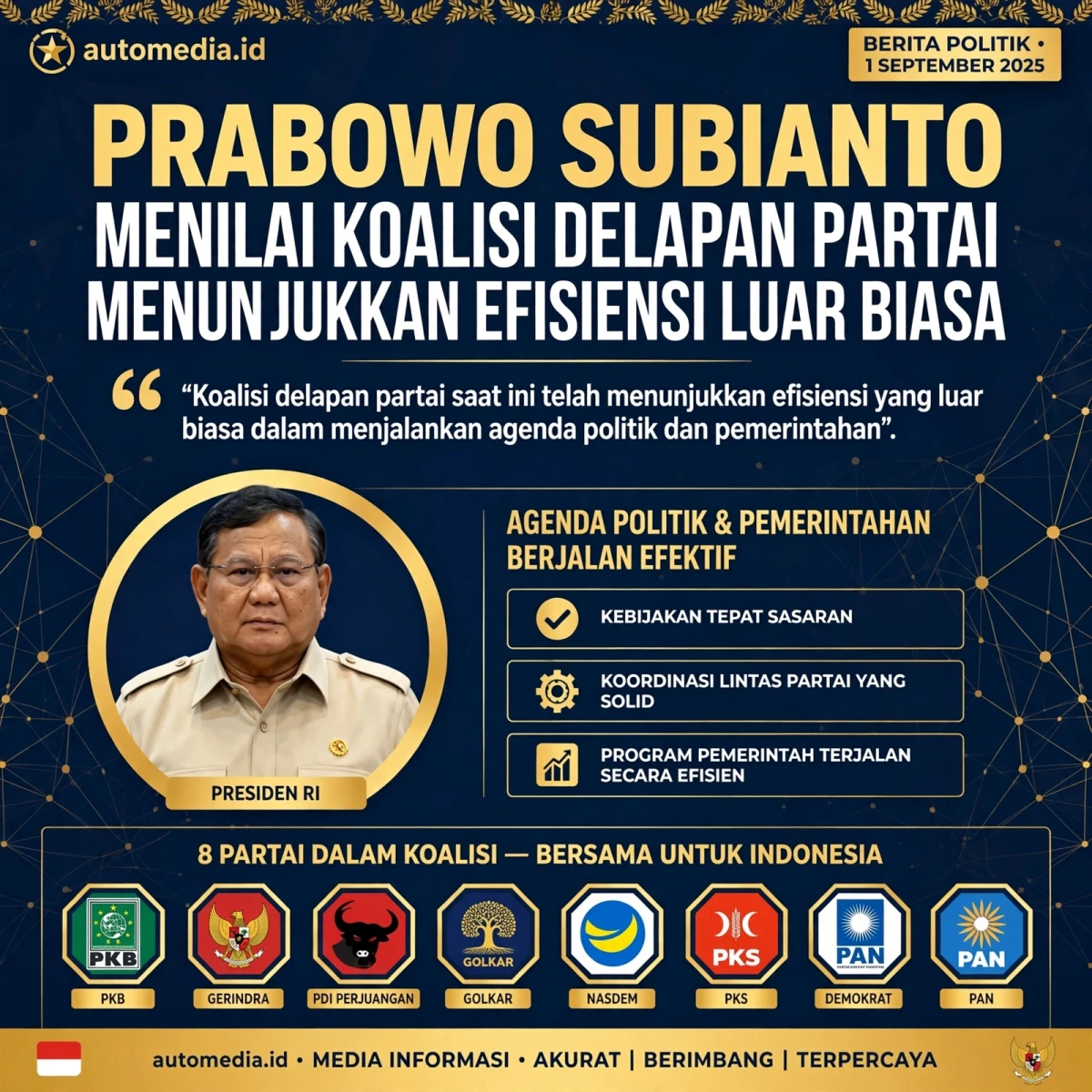 Prabowo: Koalisi Delapan Partai yang Efisien dalam Politik Indonesia