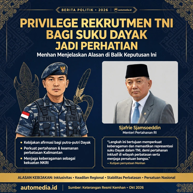 Menhan: Suku Dayak Diberi Privilege untuk Pendaftaran TNI