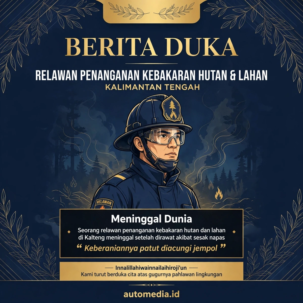 Duka Relawan Karhutla di Kalteng: Meninggal Sementara Berjuang Melawan Asap