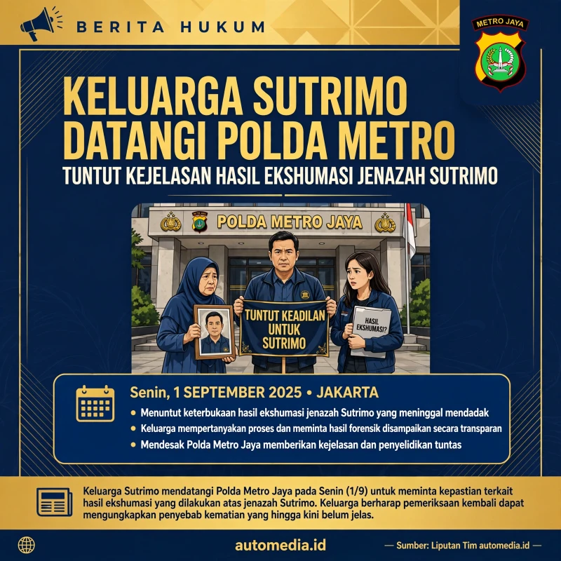 Keluarga Sutrimo Datangi Polda Metro untuk Tagih Hasil Ekshumasi