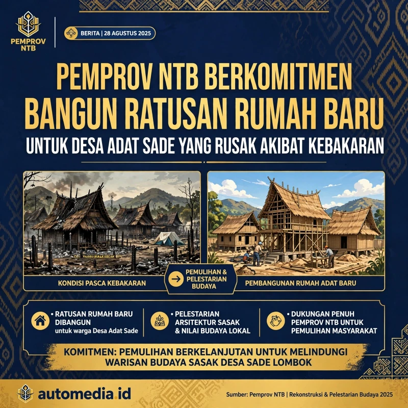 Pemprov NTB Siapkan Ratusan Rumah untuk Desa Adat Sade Pasca Kebakaran