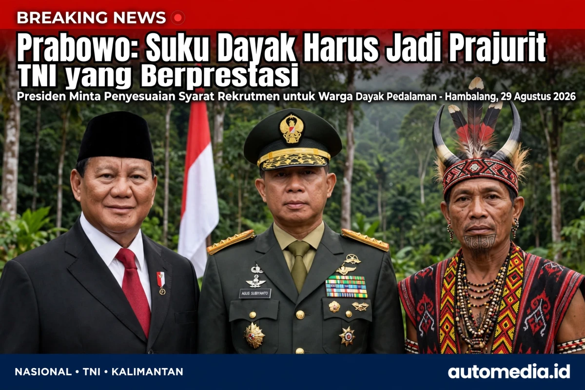 Prabowo: Suku Dayak Harus Jadi Prajurit TNI yang Berprestasi