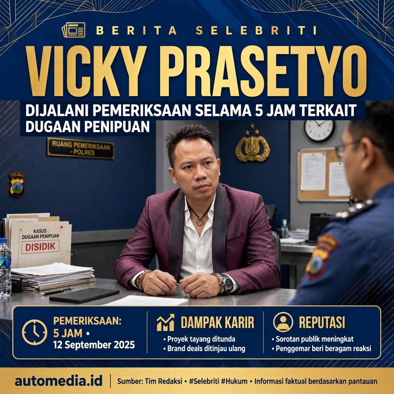 Vicky Prasetyo Diperiksa 5 Jam Terkait Dugaan Penipuan