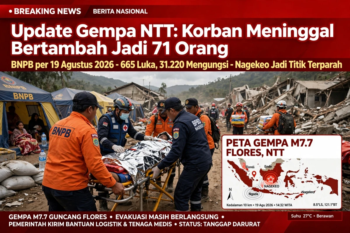 Update Gempa NTT: Korban Meninggal Bertambah Jadi 71 Orang