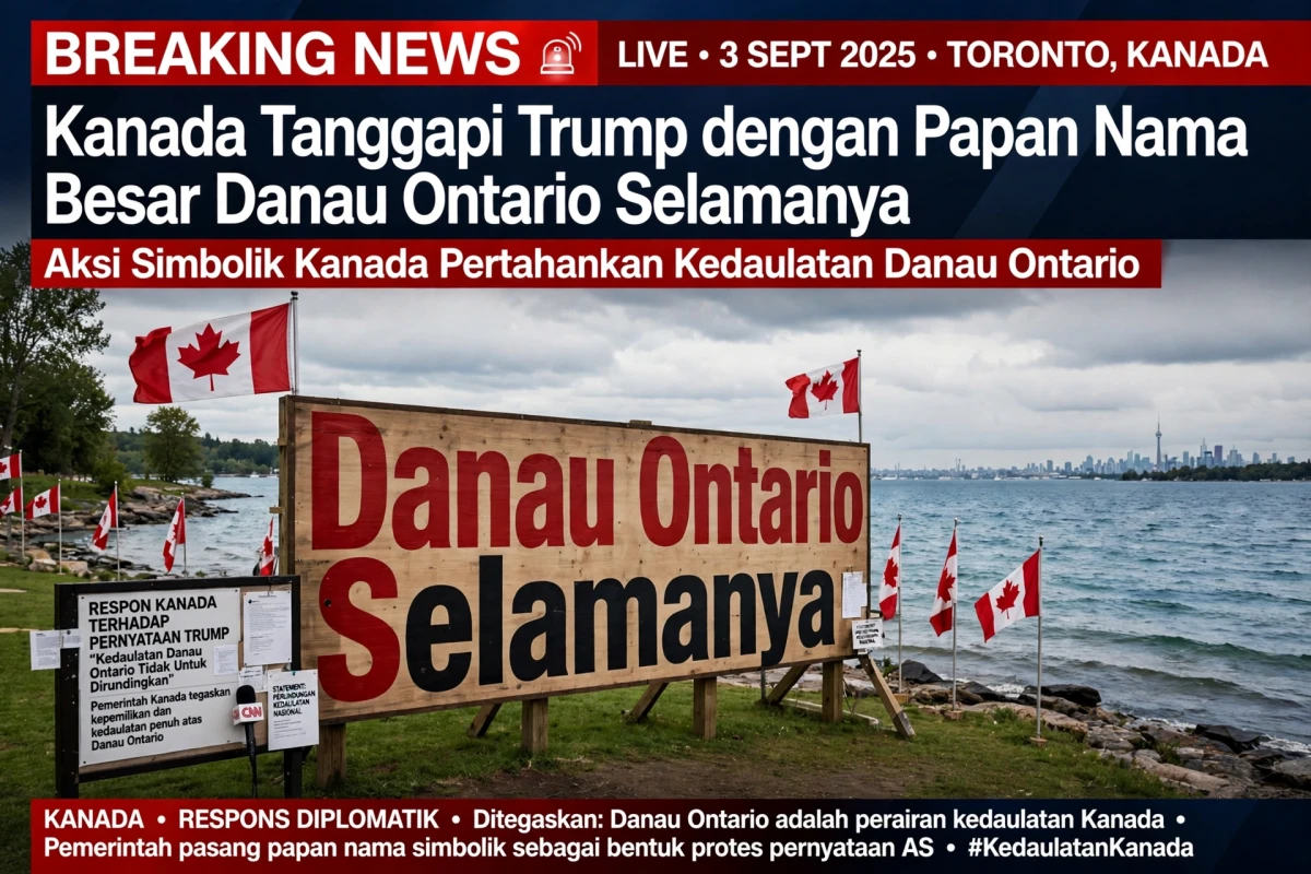 Kanada Tanggapi Trump dengan Papan Nama Besar 'Danau Ontario Selamanya'