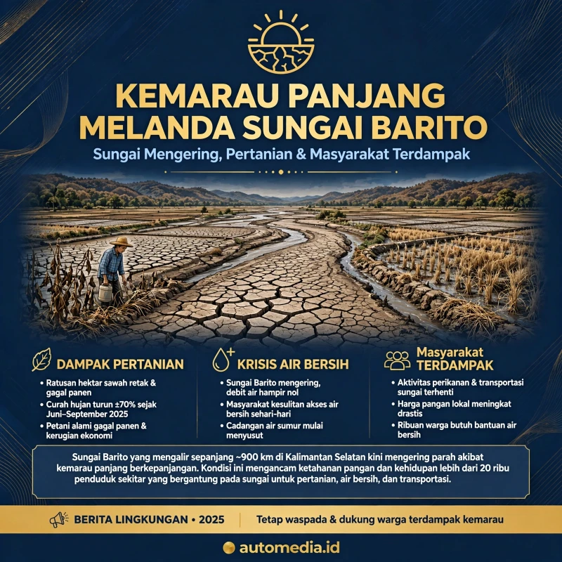 Kemarau Panjang: Sungai Barito Kering dan Dampaknya pada Pertanian