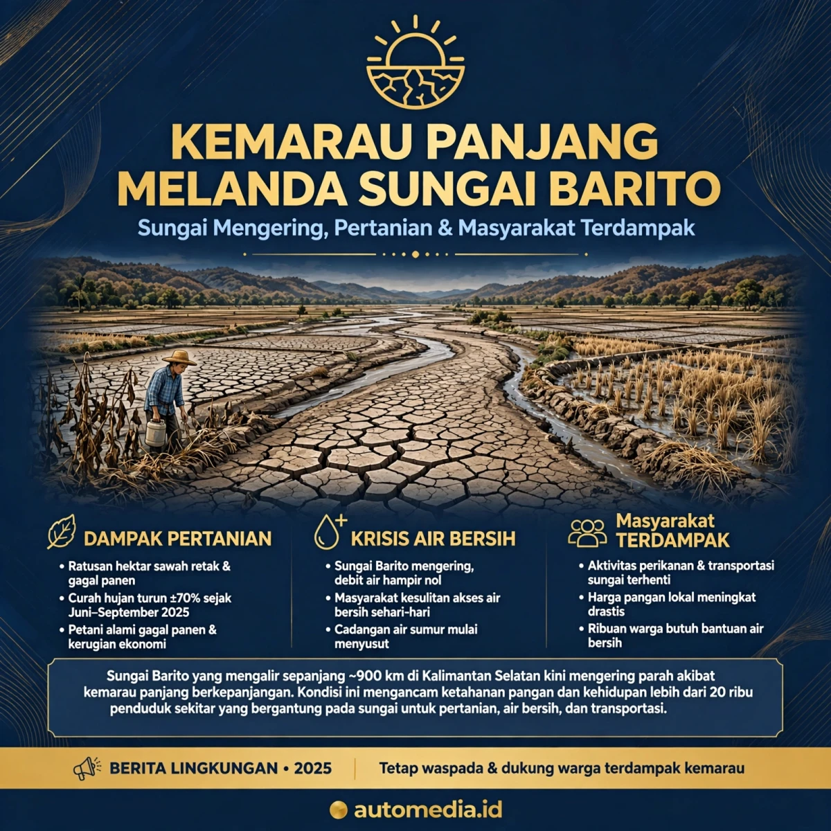 Kemarau Panjang: Sungai Barito Kering dan Dampaknya pada Pertanian