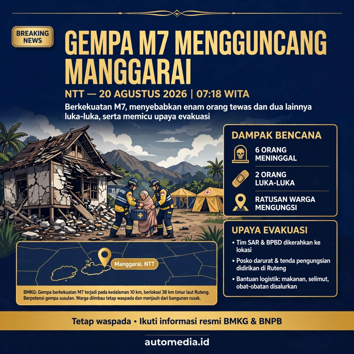 Tragedi Gempa M7 di Manggarai: 6 Tewas dan 2 Luka-luka
