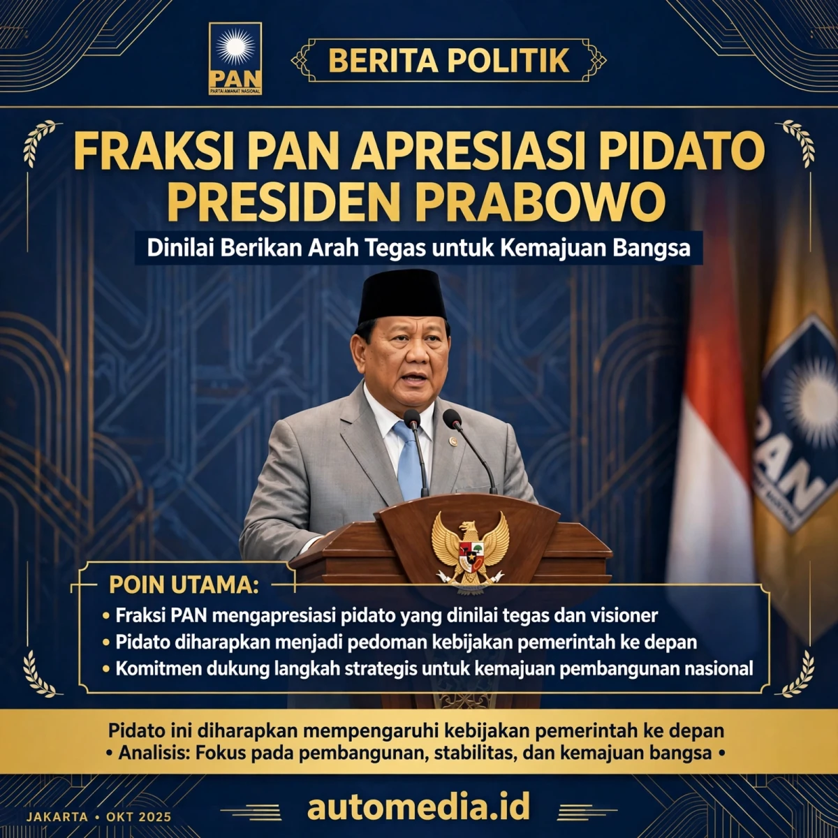 Fraksi PAN Menilai Pidato Presiden Prabowo Arah Tegas Kemajuan Bangsa