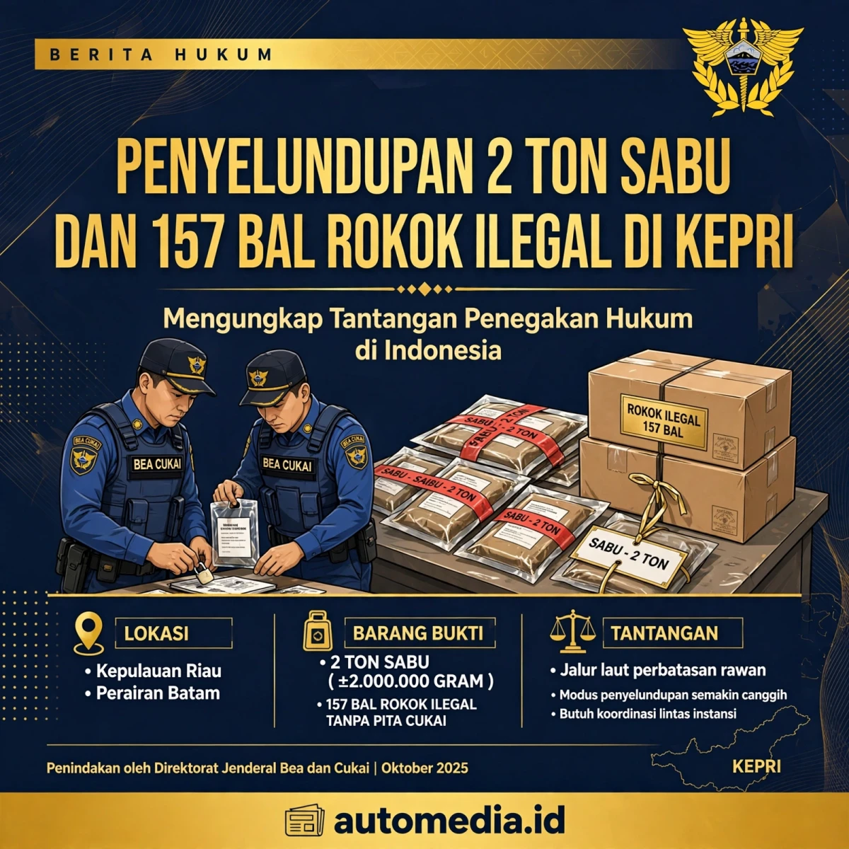Penyelundupan 2 Ton Sabu dan Rokok Ilegal: Langkah Tegas Penegakan Hukum di Kepri