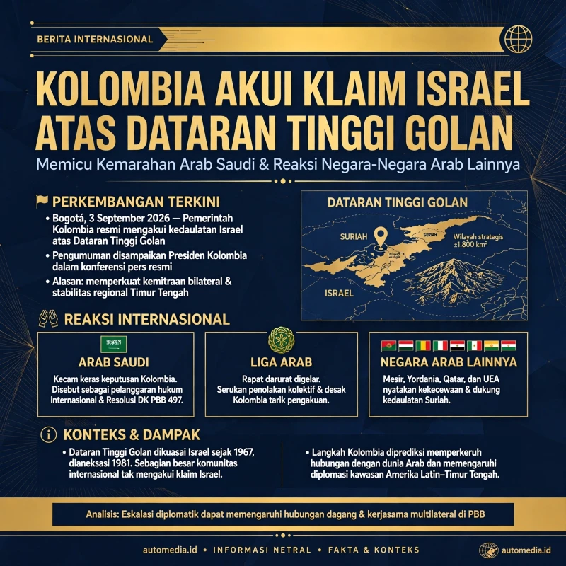 Kolombia Akui Klaim Israel Atas Dataran Tinggi Golan, Arab Saudi Marah!
