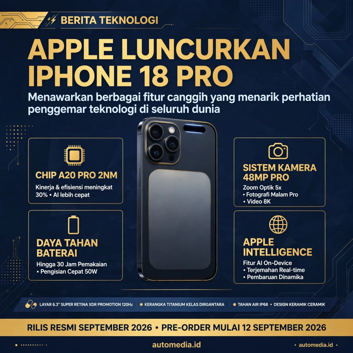 Apple Resmi Meluncurkan iPhone 18 Pro dengan Fitur Canggih