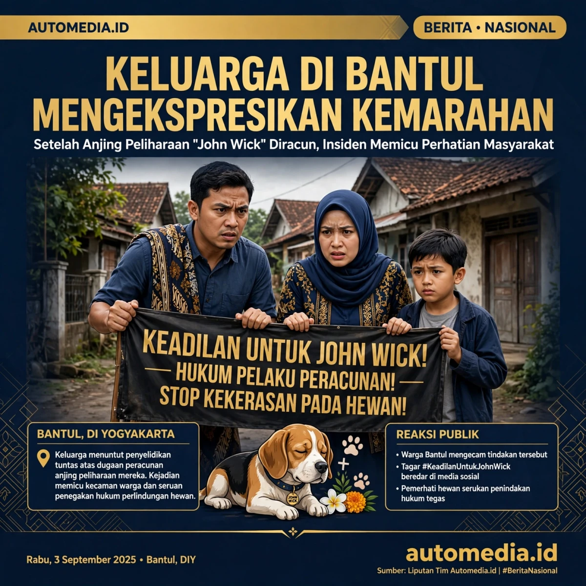 Keluarga Bantul Pasang Spanduk Marah Usai Anjing 'John Wick' Diracun