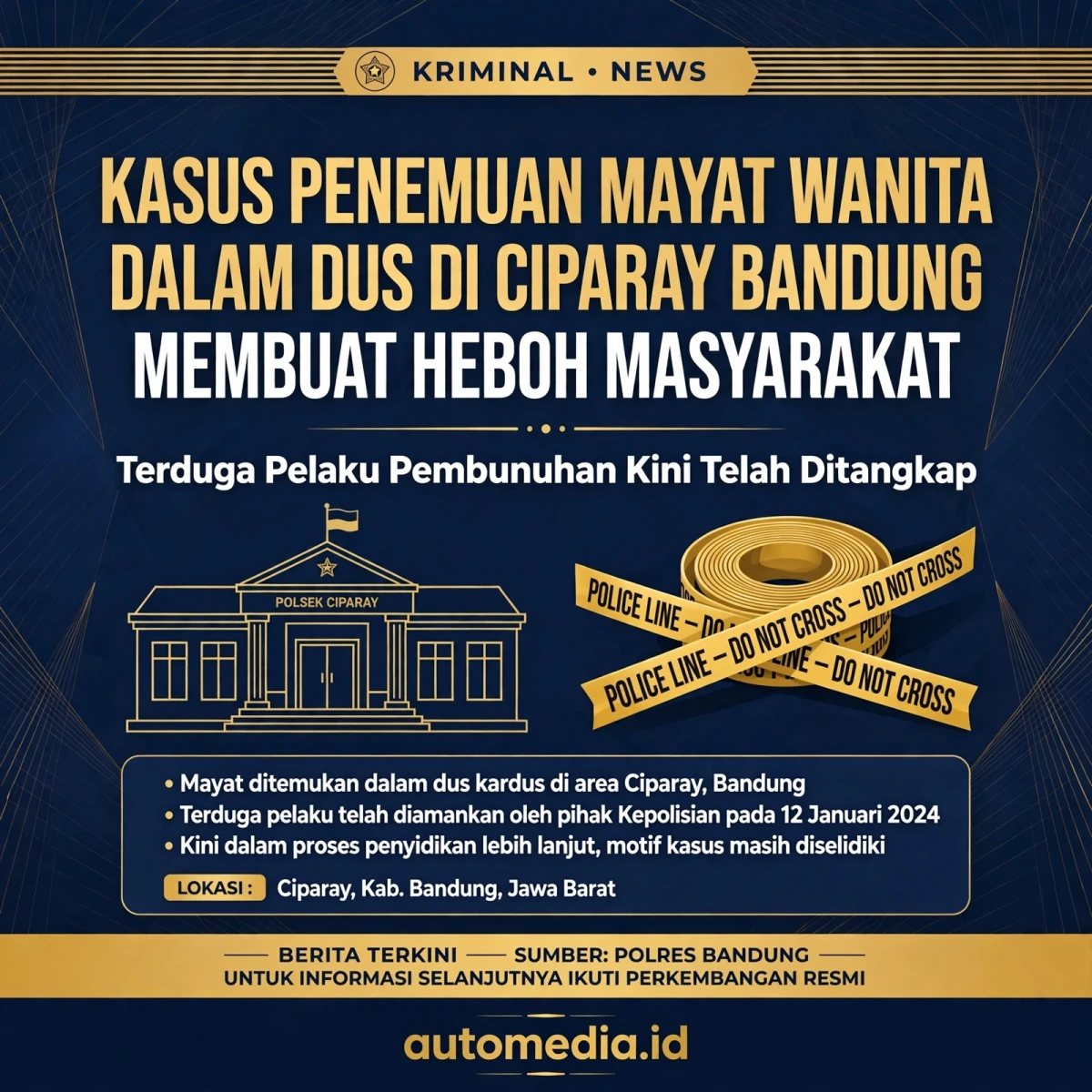 Pembunuhan Misterius: Mayat Wanita Dalam Dus di Ciparay Bandung