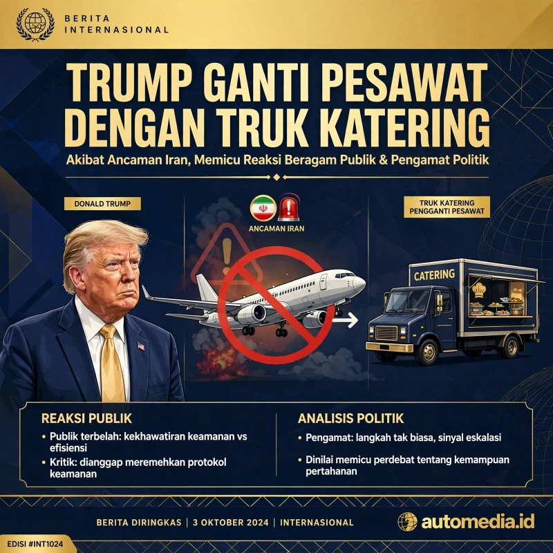 Trump Ganti Pesawat dengan Truk Katering karena Ancaman Iran