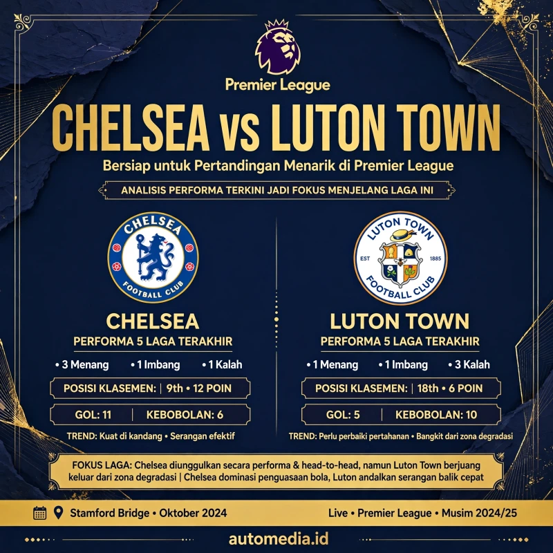 Chelsea vs Luton Town: Analisis Performa Jelang Pertandingan