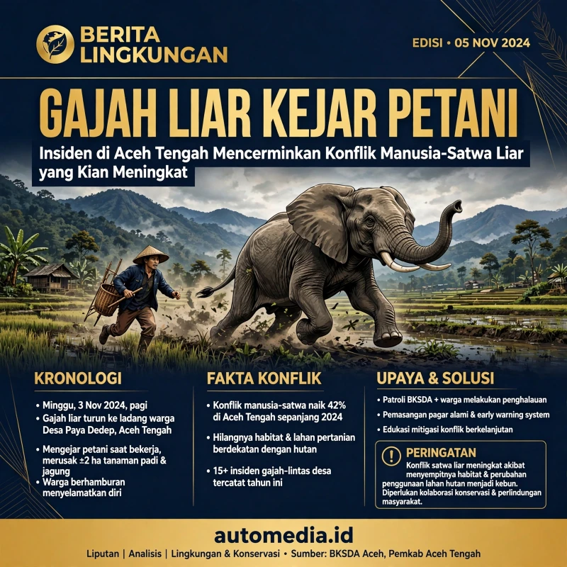 Gajah Liar Mengejar Warga di Aceh Tengah