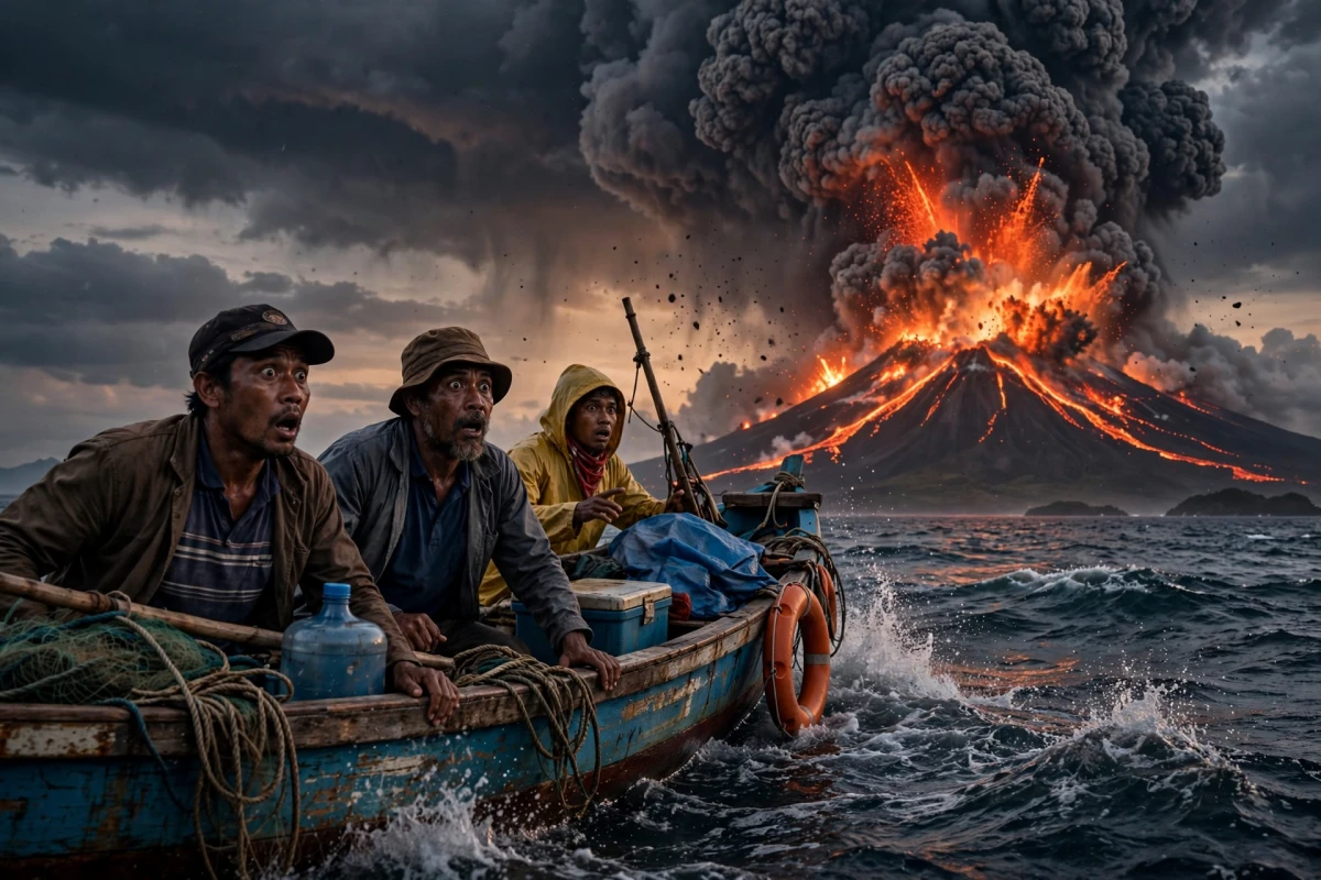 Momen Mencekam Saat Gunung Anak Krakatau Erupsi: Pengalaman Pemancing