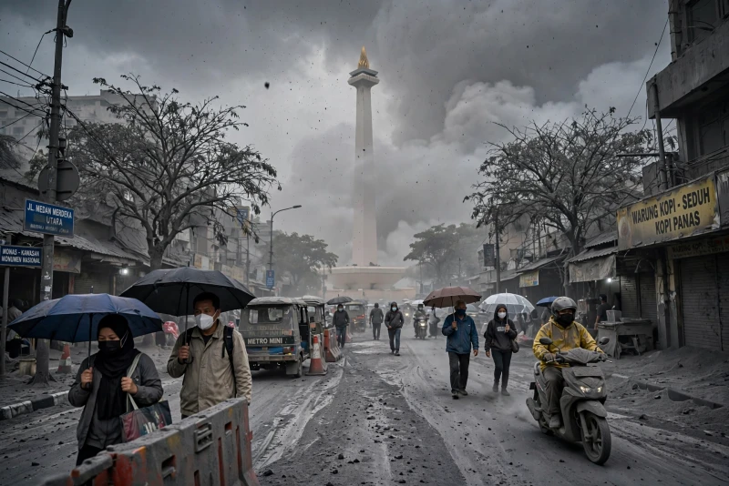 Kondisi Terkini: Jakarta Hujan Abu Vulkanik Pasca Erupsi Anak Krakatau