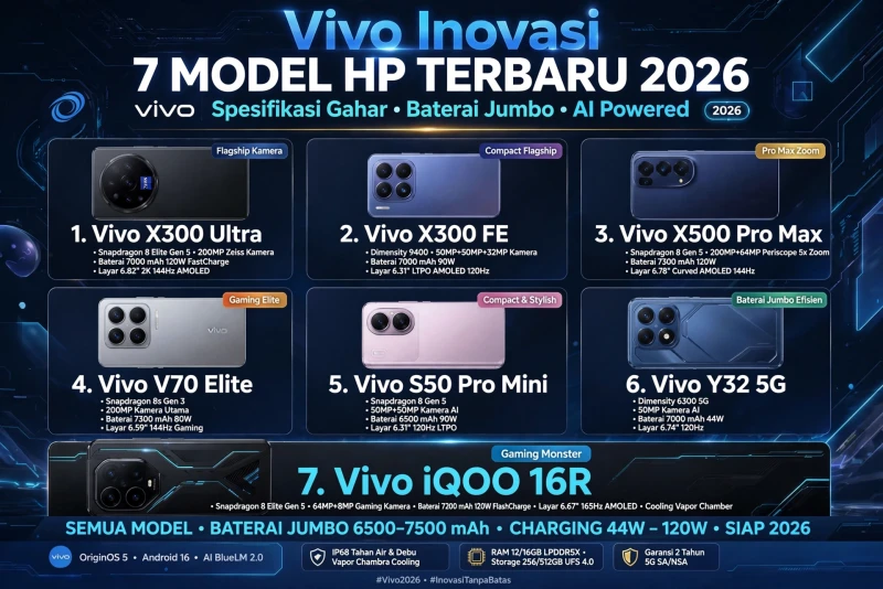 7 HP Vivo Terbaru 2026: Inovasi dan Kekuatan Baterai Jumbo