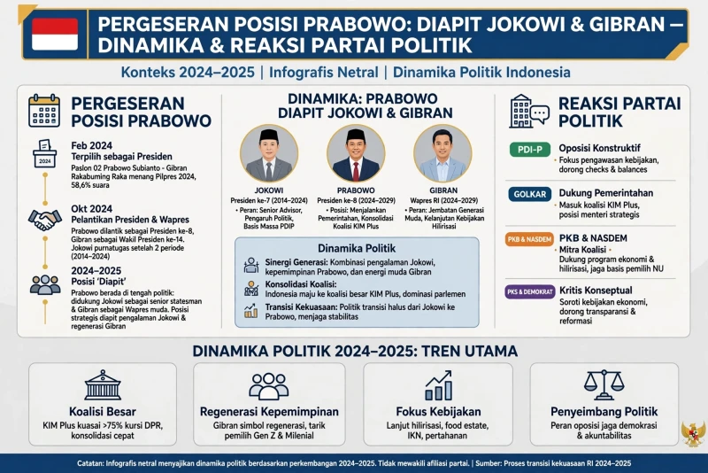 Reaksi Parpol Terkait Prabowo Duduk Diapit Jokowi dan Gibran