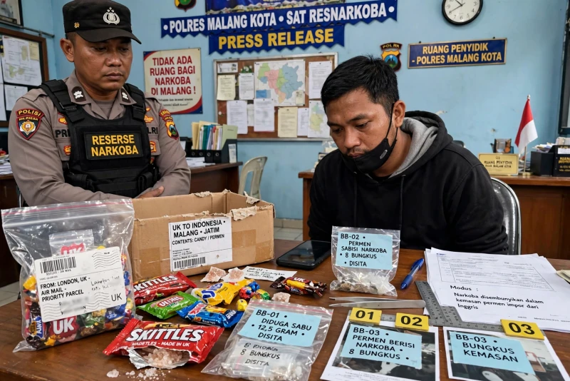 Pria di Malang Ditangkap Usai Pesan Paket Permen Narkoba dari Inggris