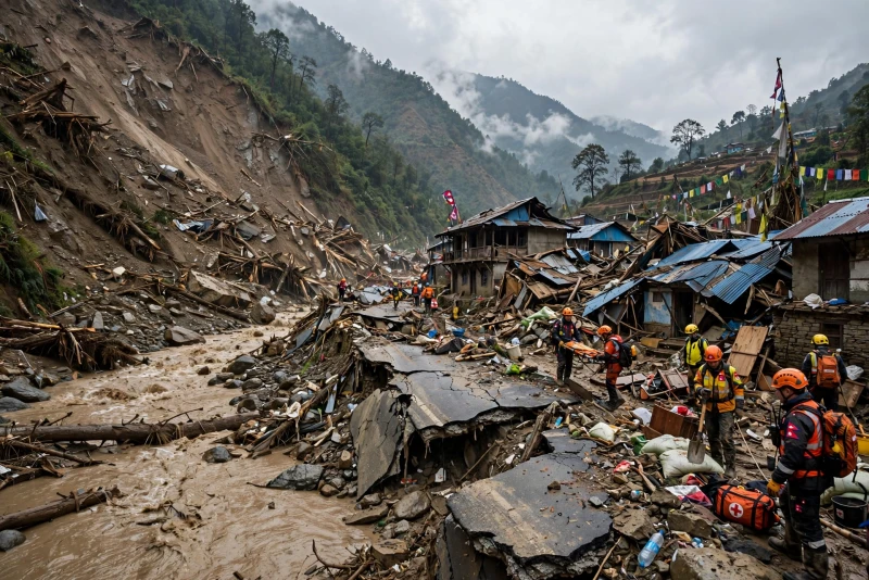 Longsor Mengerikan di Nepal: Tebing Gunung Ambrol Terjang Sungai Chaulani