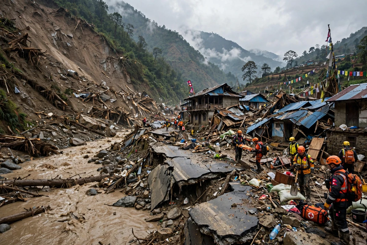 Longsor Mengerikan di Nepal: Tebing Gunung Ambrol Terjang Sungai Chaulani