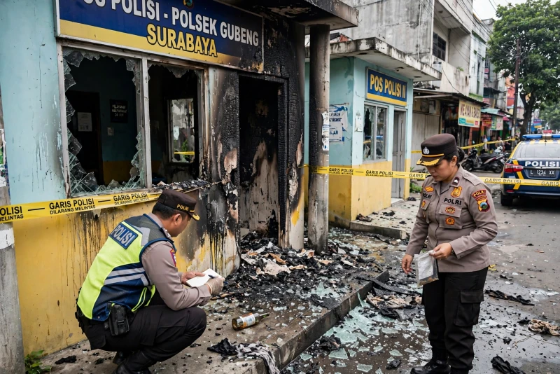 Dua Pos Polisi di Surabaya Diduga Dilempar Bom Molotov OTK