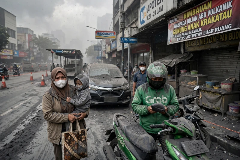 Visual Terkini: Dampak Abu Vulkanik Erupsi Gunung Anak Krakatau di Jakarta