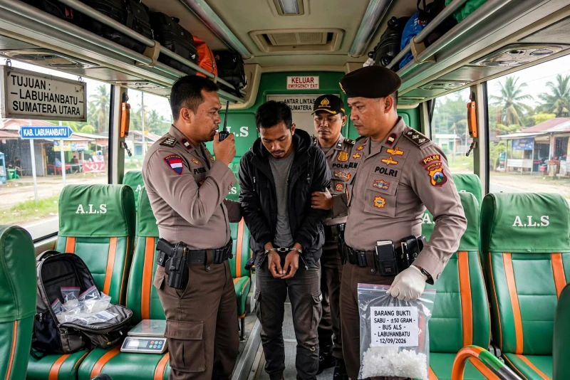 Polisi Tangkap Kurir 4 Kg Sabu di Bus ALS: Operasi Keamanan Berhasil