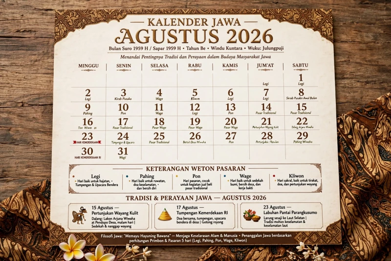 Kalender Jawa Agustus 2026: Menyambut Tradisi dan Perayaan