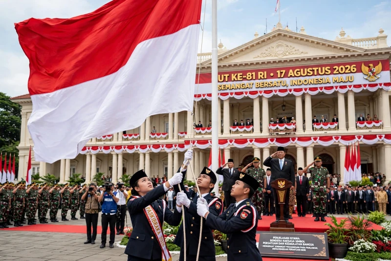 Istana Mengungkap Alasan Bendera Raksasa Prabowo Berkibar di HUT RI