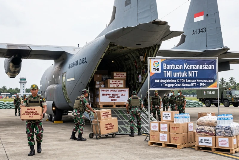 TNI Kirim 27 Ton Bantuan untuk Korban Gempa NTT