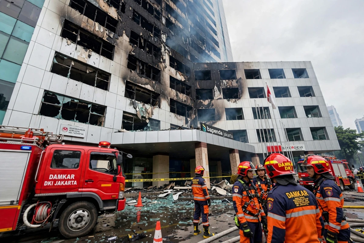 FOTO: Kebakaran Hebat Gedung Bapenda DKI, Satu Korban Dievakuasi